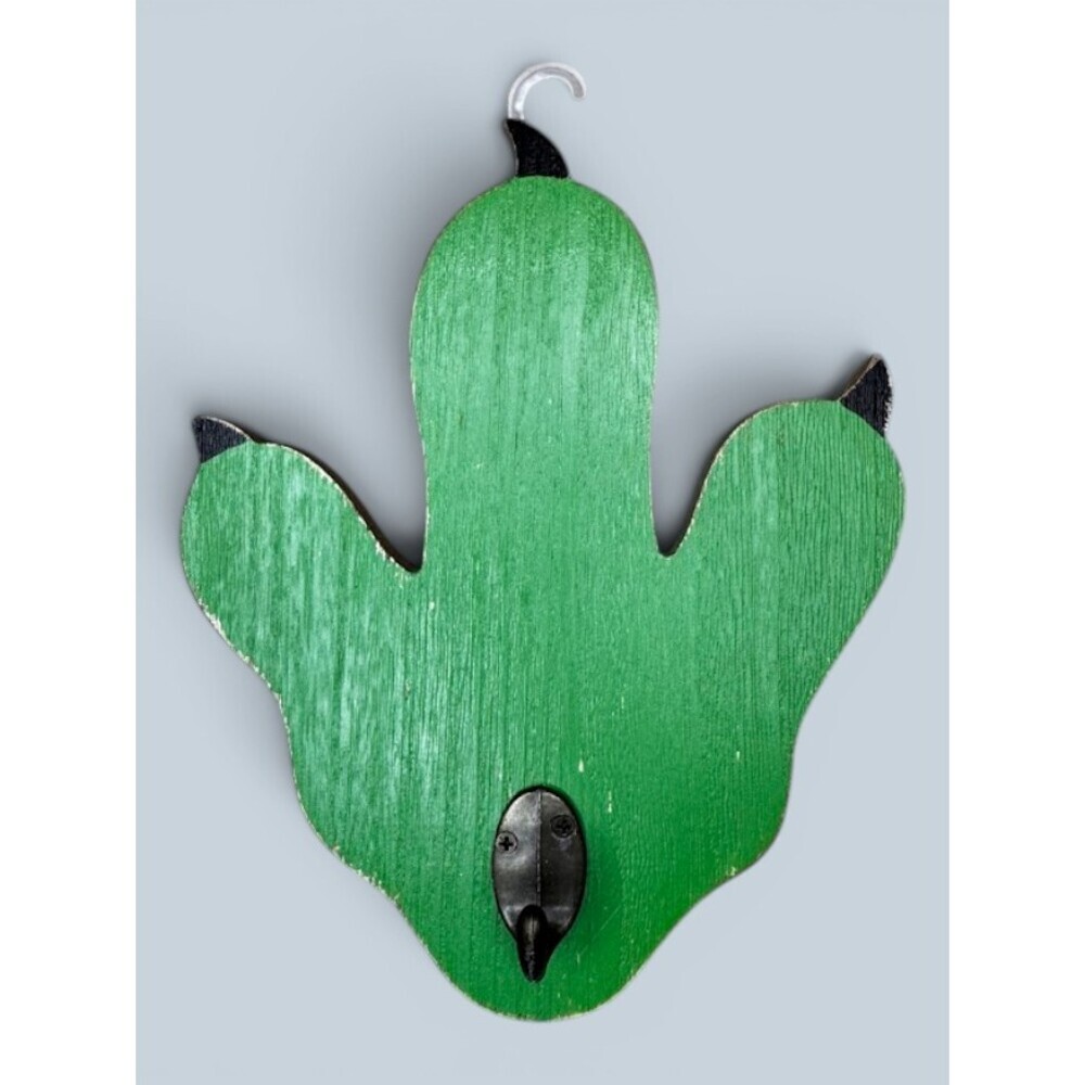 Hobby Lobby Green Cactus Dinosaur Footprint Wall Hook Wooden Boho Decor